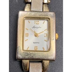 Lexington Quartz Watch Womens Gold Silver Tone Rectangle Face Mesh Band 60840